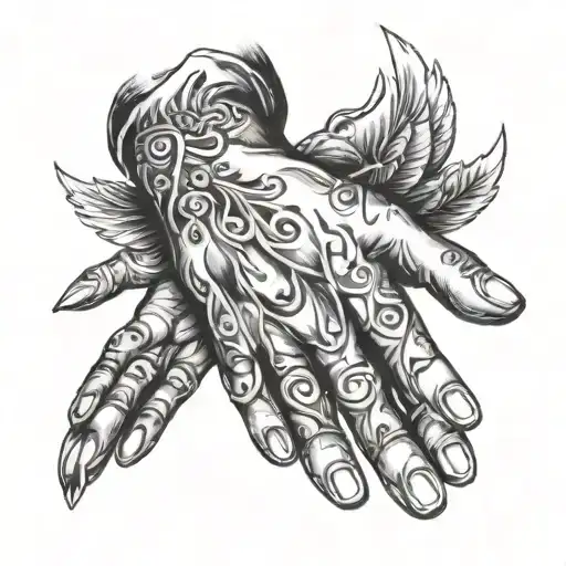 open hands tattoo design idea