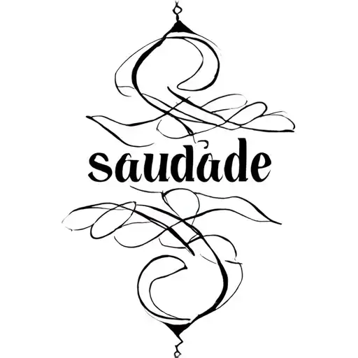 The word "saudade" is written in fine and elegant cursive writing at the end of the word, the last loop of the "e" stretches tors tattoo design idea