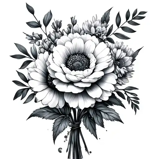 august birth flower bouquet tattoo design idea