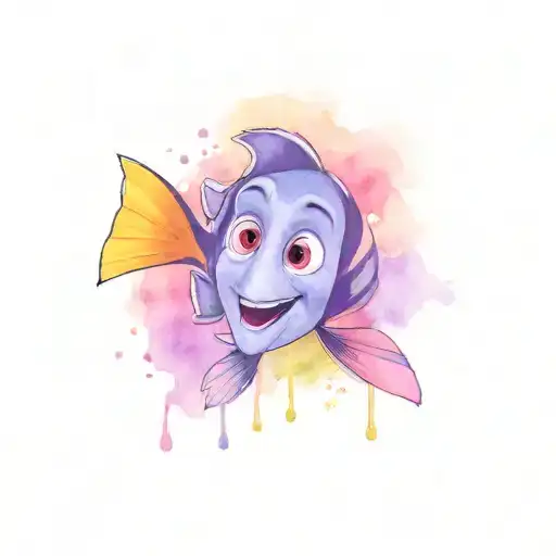 I'm a forgetful person. I want a tattoo that references the character Dori from the movie "Finding Nemo". tattoo design idea