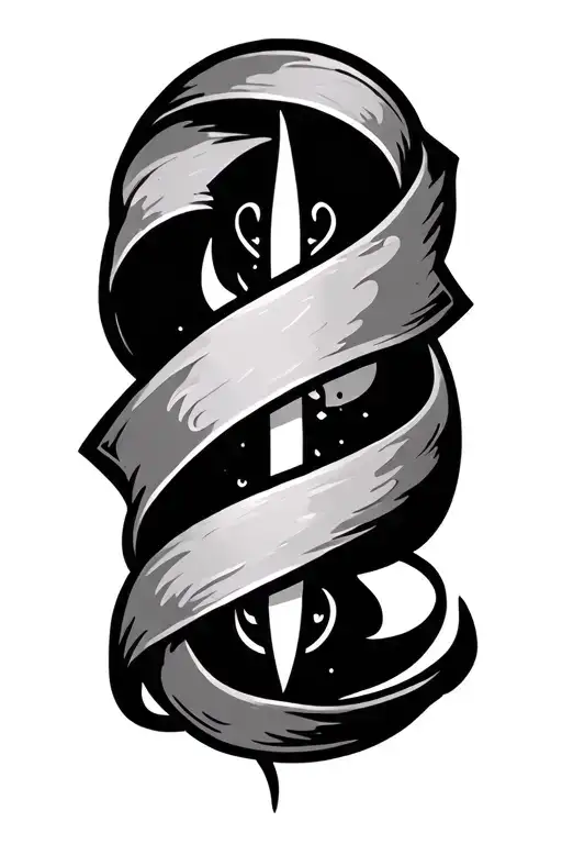mana symbols inside a ribbon tattoo design idea