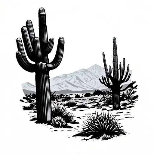 Bay Area and Arizona desert landscape tattoo design idea