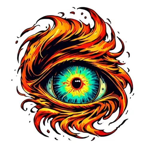 large cyclone hurricane with eye looking tattoo design idea