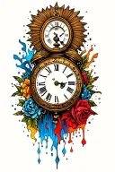 clock melting tattoo design idea