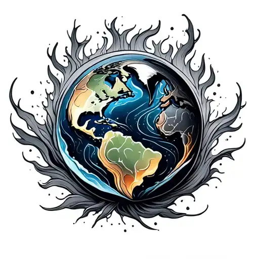 Earth Air Fire Water tattoo design idea