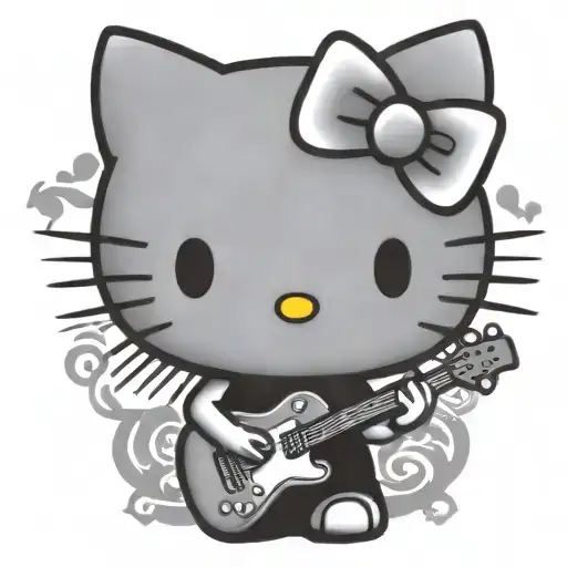 hello kitty metal music tattoo design idea