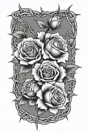 Barbed wire roses tattoo design idea