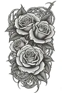 Barbed wire roses tattoo design idea