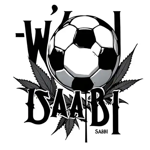 "wabi-sabi" canabis and soccer ball tattoo design idea