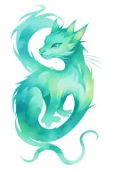 dragon cat abstract xi tattoo design idea