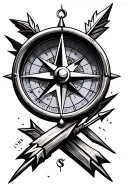 compass and broken arrows tattoo design idea