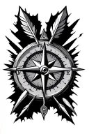compass and broken arrows tattoo design idea