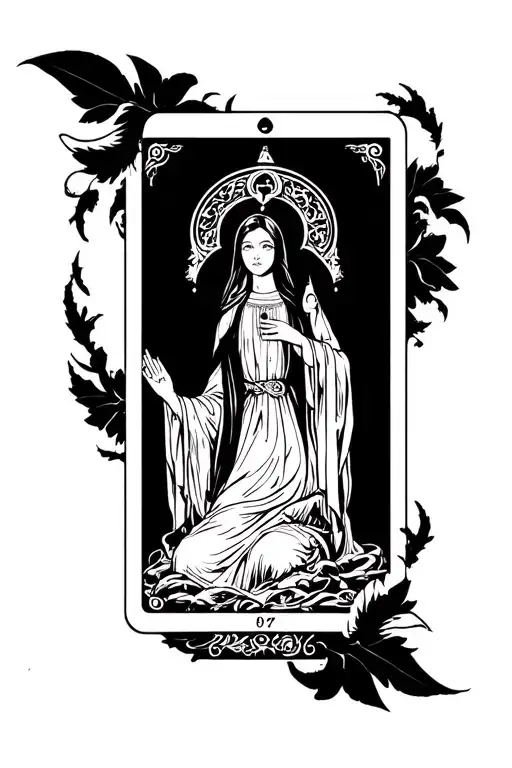 the high priestess tarot card surrounded tattoo design idea