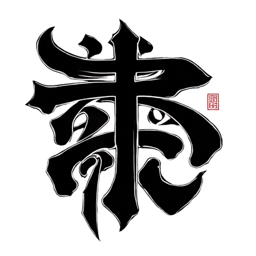 cross with japanese letters tattoo design idea
