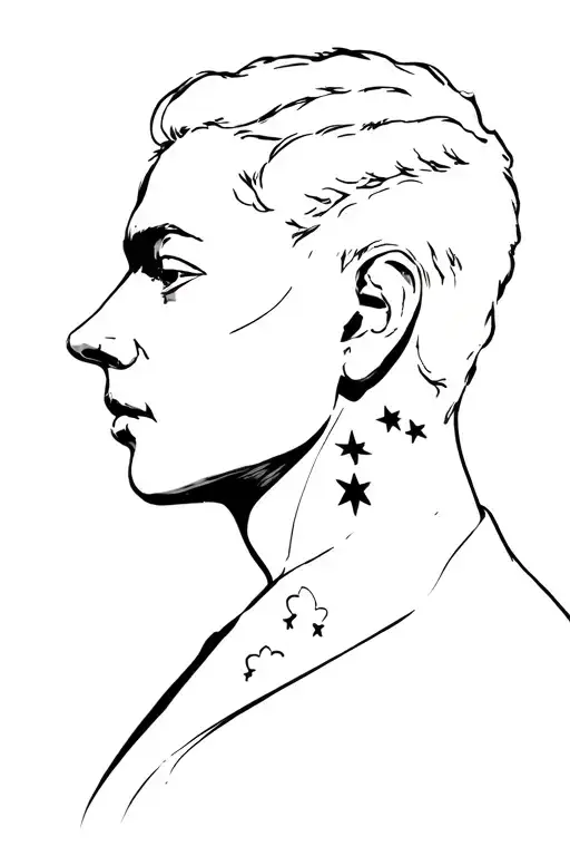 Generals a tattoo that starts from behind the ear and arrives above the shoulder depicting a series of stars with one tattoo design idea