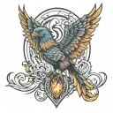 archaeopterix phoenix rising from the ashes tattoo design idea