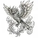 archaeopterix phoenix rising from the ashes tattoo design idea