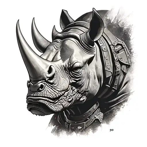 rhino head soldier tattoo design idea