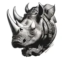 rhino head soldier tattoo design idea