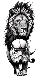 Lion gladiator stormtrooper warrior nature moon clock love family  tattoo design idea