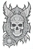 Aztec Shield Skull tattoo design idea