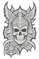 Aztec Shield Skull tattoo design idea