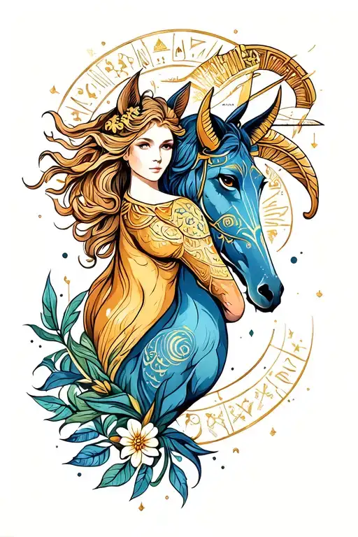 Sagittarius and virgo and Aquarius  and Aries zodiac sign all together tattoo design idea