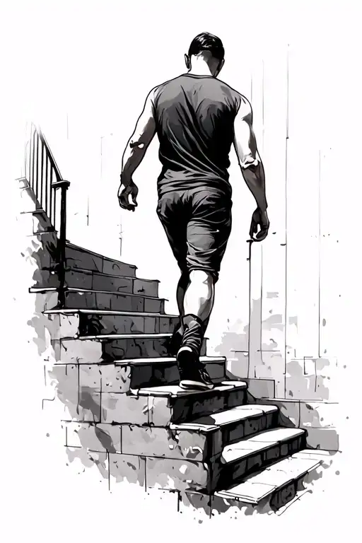 Man Walking Up Stairs tattoo design idea