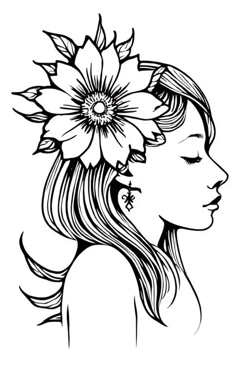 2 animal flower woman morse tattoo design idea