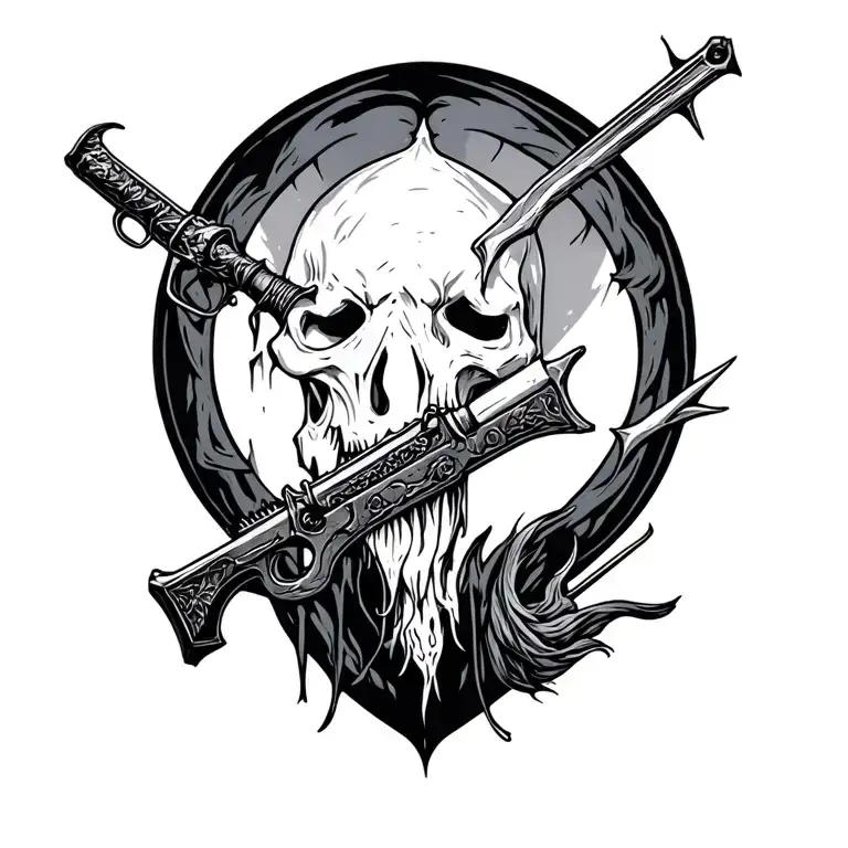 bloodborne hunter mark made out of starter weapons tattoo design idea