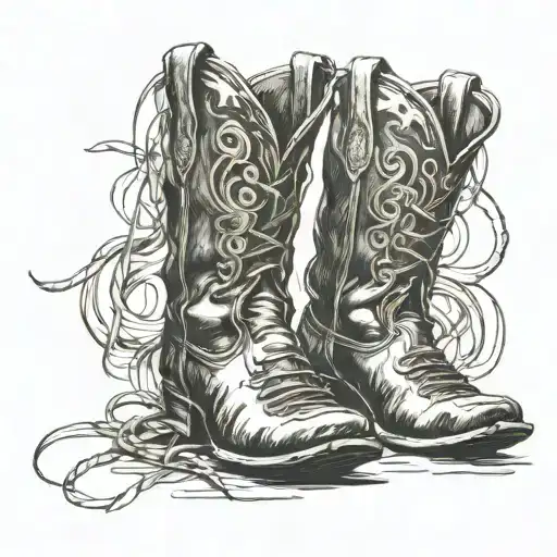 cowboy boot tattoo design idea