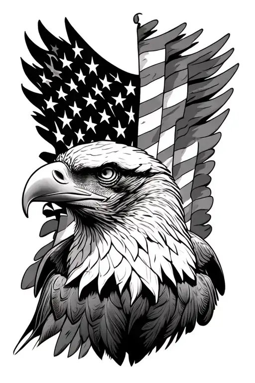 American flag and eagle tattoo design idea