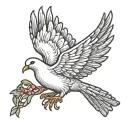 dove holding small lebanese flag tattoo design idea