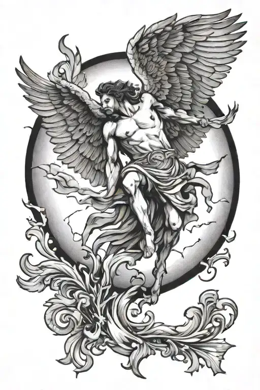 icarus falling tattoo design idea
