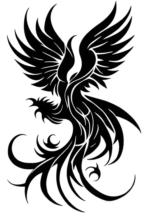 phoenix silhouette tattoo design idea