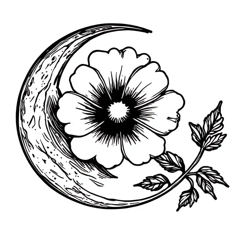 moon pansy tattoo design idea