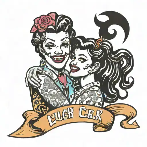 laugh now cry later rockabilly pinup letter tattoo design idea
