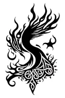 Celtic tree of Life Phoenix flames calf tattoo tattoo design idea