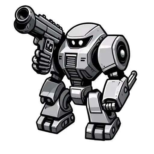cartoon robot with ray gun tattoo design idea