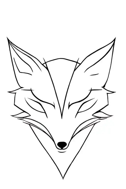 Front facing white fox looking tattoo design idea