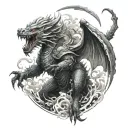 Elemental Dragon samurai tattoo design idea