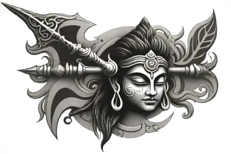 shiva trishul trident piercing tattoo design idea