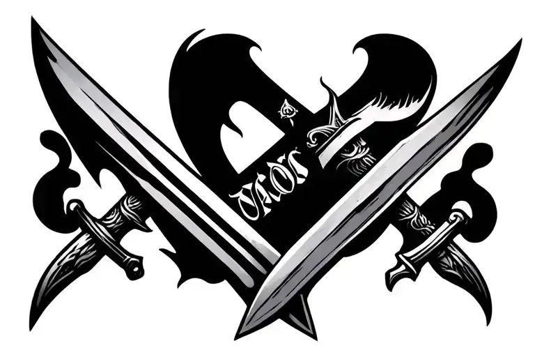 crossed swords tattoo design idea
