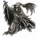 memento mori grim reaper with wings spread tattoo design idea