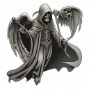 memento mori grim reaper with wings spread tattoo design idea