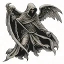 memento mori grim reaper with wings spread tattoo design idea