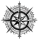 Compass and clock tattoo design idea