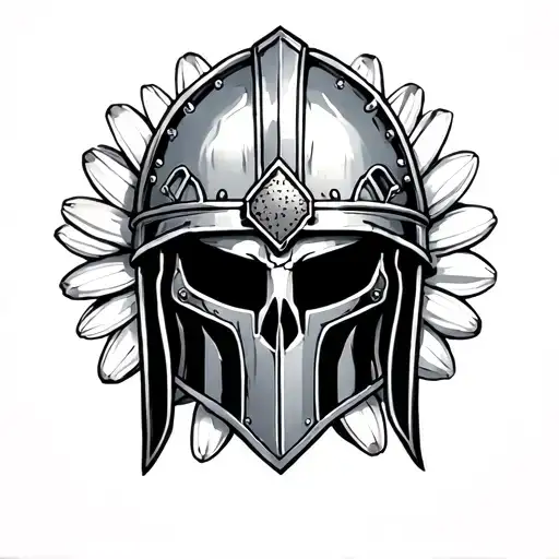 Daisy's, bullets, and a gladiator helmet or shield  tattoo design idea