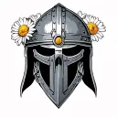 Daisy's, bullets, and a gladiator helmet or shield  tattoo design idea