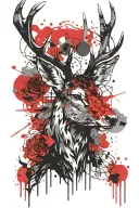 Stag head tattoo design idea